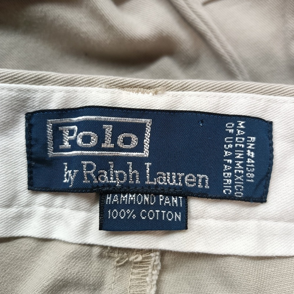 Polo Ralph Lauren Hammond Pants Mens 38x32 Beige Wide Pleated Cuffed‎ (36x31)